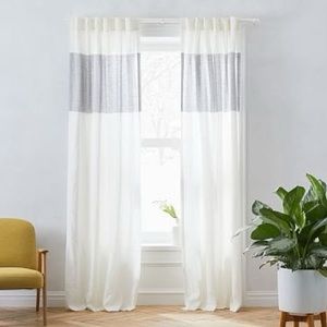 West Elm Belgian Flax Linen Stripe Curtains